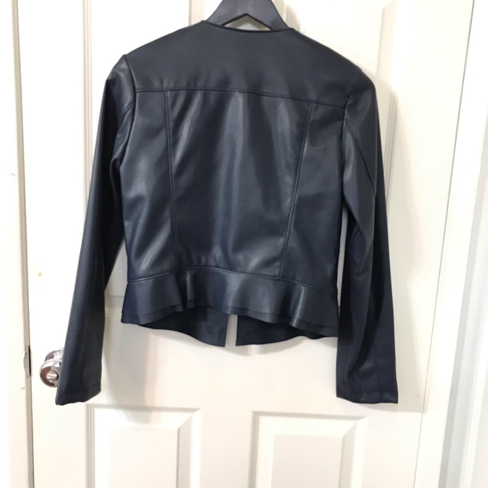New, Zara Faux Leather Jacket with Ruffle Trim - Picture 6 of 9